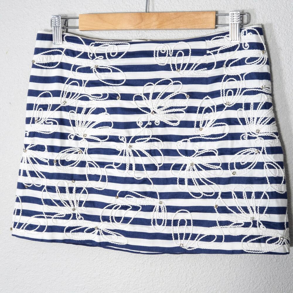 Lilly Pulitzer Tate Mini Skirt Size 2 Striped Coastal Resort Blue White